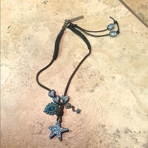 Otazu Swarovski crystal necklace on leather